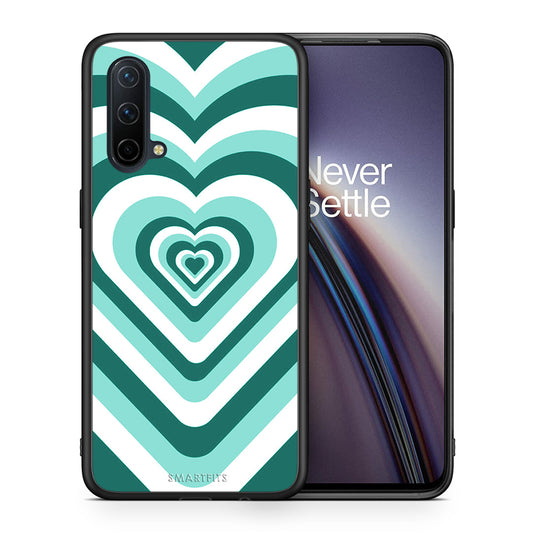 Θήκη OnePlus Nord CE 5G Green Hearts από τη Smartfits με σχέδιο στο πίσω μέρος και μαύρο περίβλημα | OnePlus Nord CE 5G Green Hearts case with colorful back and black bezels