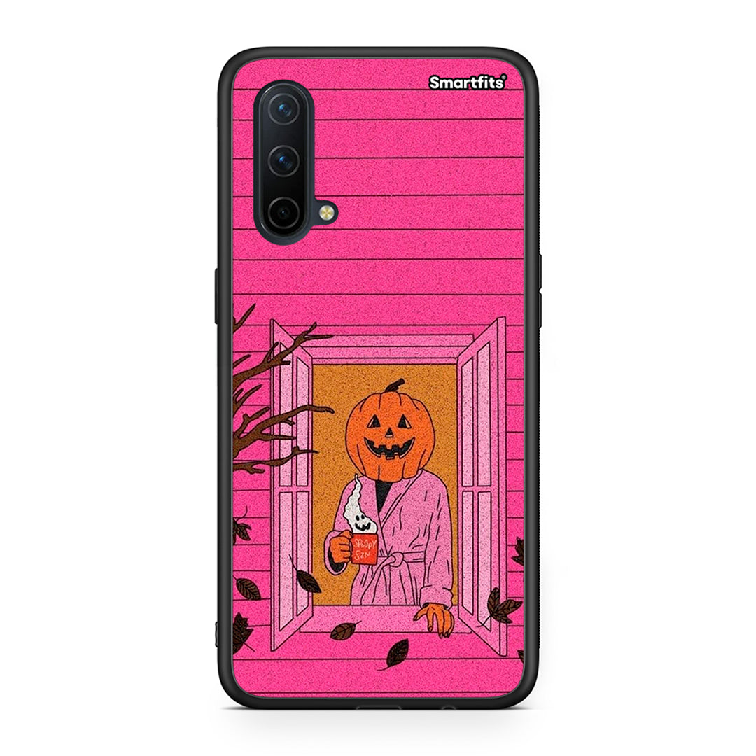 OnePlus Nord CE 5G Halloween Pumpkin Lady Θήκη από τη Smartfits με σχέδιο στο πίσω μέρος και μαύρο περίβλημα | Smartphone case with colorful back and black bezels by Smartfits