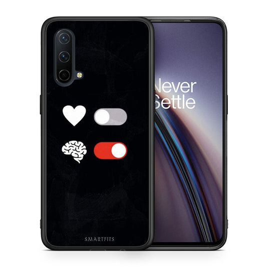 Θήκη Αγίου Βαλεντίνου OnePlus Nord CE 5G Heart Vs Brain από τη Smartfits με σχέδιο στο πίσω μέρος και μαύρο περίβλημα | OnePlus Nord CE 5G Heart Vs Brain case with colorful back and black bezels
