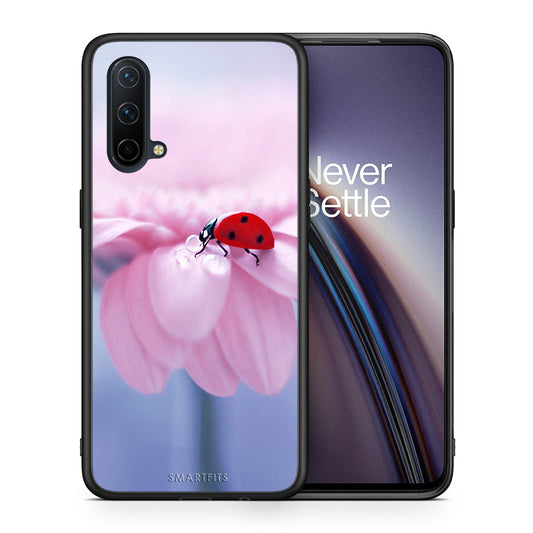 Θήκη OnePlus Nord CE 5G Ladybug Flower από τη Smartfits με σχέδιο στο πίσω μέρος και μαύρο περίβλημα | OnePlus Nord CE 5G Ladybug Flower case with colorful back and black bezels