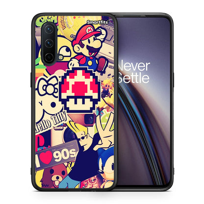 Θήκη OnePlus Nord CE 5G Love The 90s από τη Smartfits με σχέδιο στο πίσω μέρος και μαύρο περίβλημα | OnePlus Nord CE 5G Love The 90s case with colorful back and black bezels