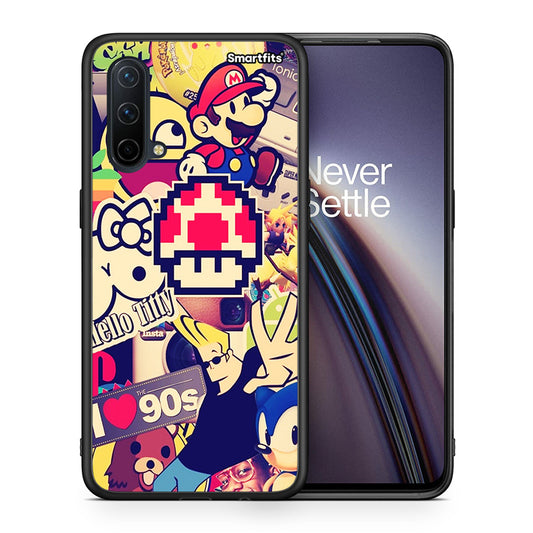 Θήκη OnePlus Nord CE 5G Love The 90s από τη Smartfits με σχέδιο στο πίσω μέρος και μαύρο περίβλημα | OnePlus Nord CE 5G Love The 90s case with colorful back and black bezels