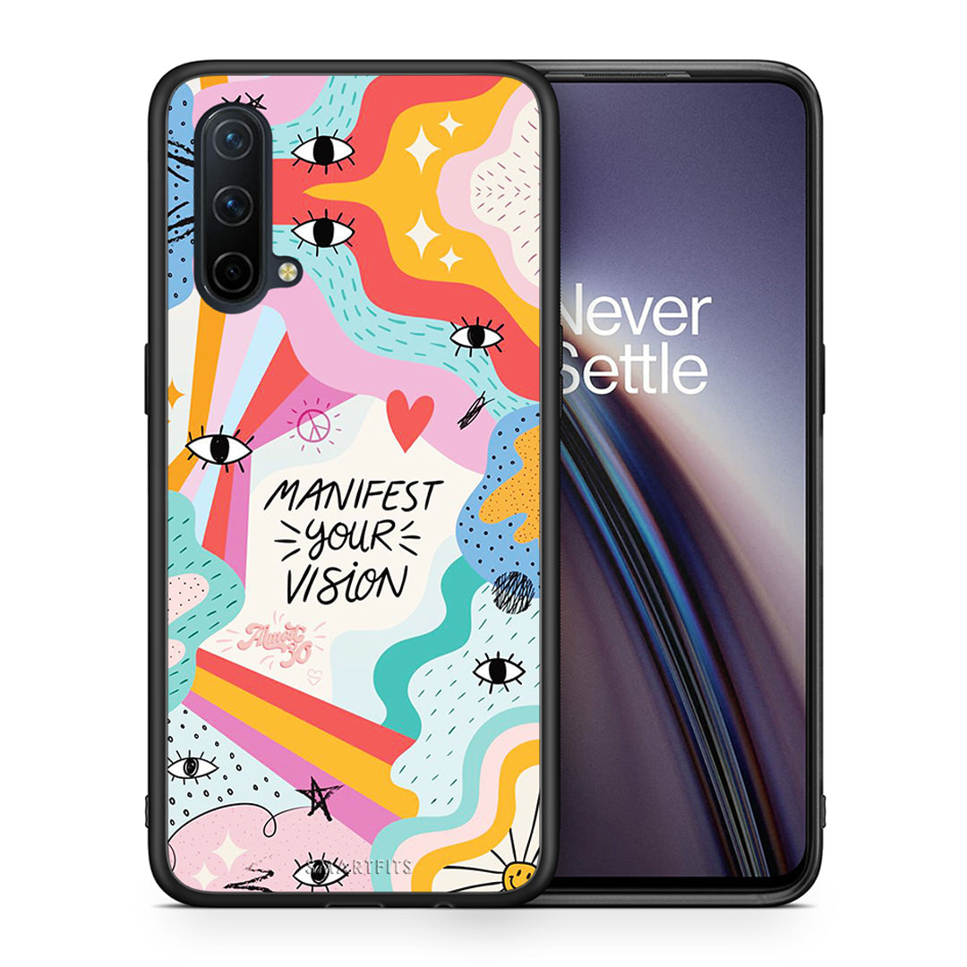 Θήκη OnePlus Nord CE 5G Manifest Your Vision από τη Smartfits με σχέδιο στο πίσω μέρος και μαύρο περίβλημα | OnePlus Nord CE 5G Manifest Your Vision case with colorful back and black bezels