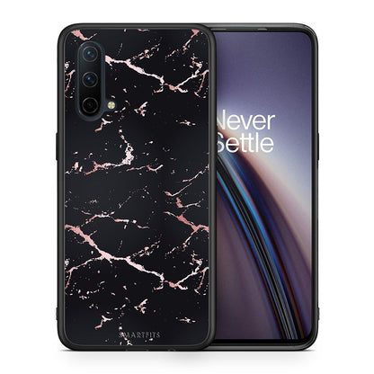 Θήκη OnePlus Nord CE 5G Black Rosegold Marble από τη Smartfits με σχέδιο στο πίσω μέρος και μαύρο περίβλημα | OnePlus Nord CE 5G Black Rosegold Marble case with colorful back and black bezels