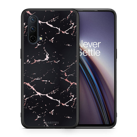 Θήκη OnePlus Nord CE 5G Black Rosegold Marble από τη Smartfits με σχέδιο στο πίσω μέρος και μαύρο περίβλημα | OnePlus Nord CE 5G Black Rosegold Marble case with colorful back and black bezels