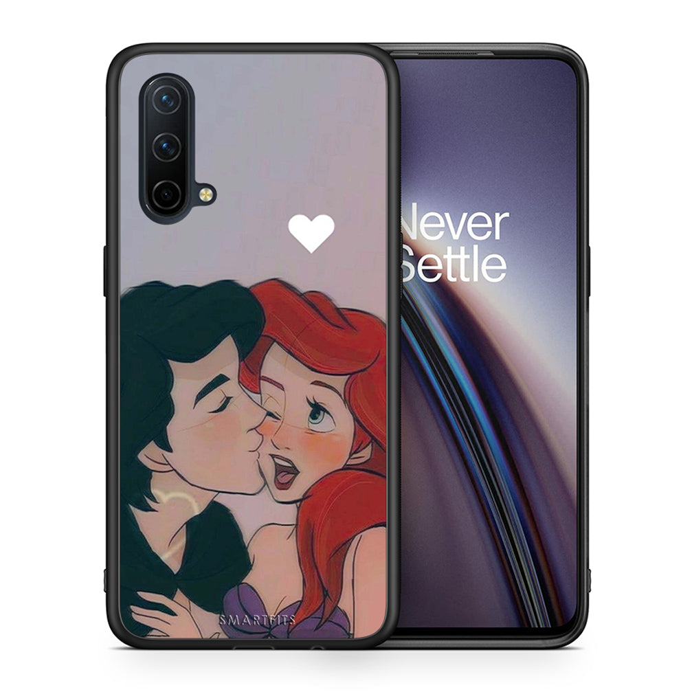 Θήκη Αγίου Βαλεντίνου OnePlus Nord CE 5G Mermaid Love από τη Smartfits με σχέδιο στο πίσω μέρος και μαύρο περίβλημα | OnePlus Nord CE 5G Mermaid Love case with colorful back and black bezels
