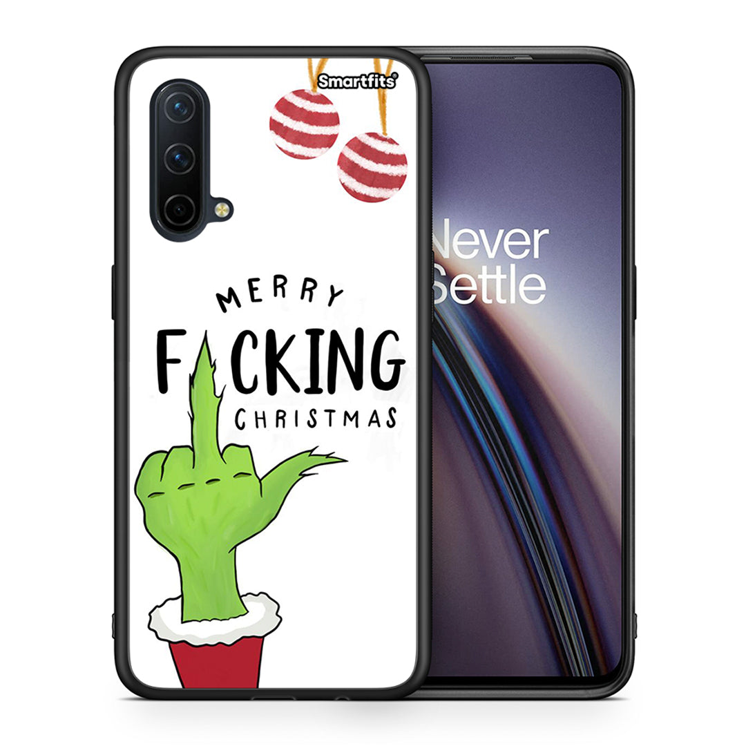 Θήκη OnePlus Nord CE 5G Merry F Xmas από τη Smartfits με σχέδιο στο πίσω μέρος και μαύρο περίβλημα | OnePlus Nord CE 5G Merry F Xmas case with colorful back and black bezels