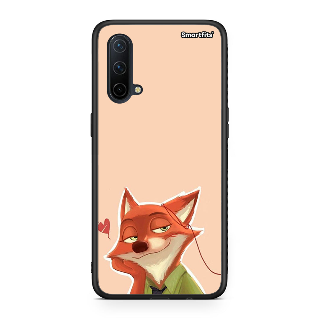 OnePlus Nord CE 5G Nick Wilde And Judy Hopps Love 1 θήκη από τη Smartfits με σχέδιο στο πίσω μέρος και μαύρο περίβλημα | Smartphone case with colorful back and black bezels by Smartfits