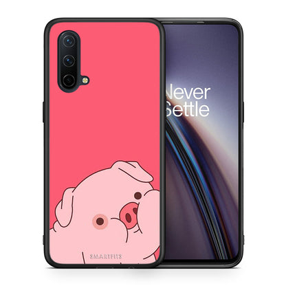 Θήκη Αγίου Βαλεντίνου OnePlus Nord CE 5G Pig Love 1 από τη Smartfits με σχέδιο στο πίσω μέρος και μαύρο περίβλημα | OnePlus Nord CE 5G Pig Love 1 case with colorful back and black bezels