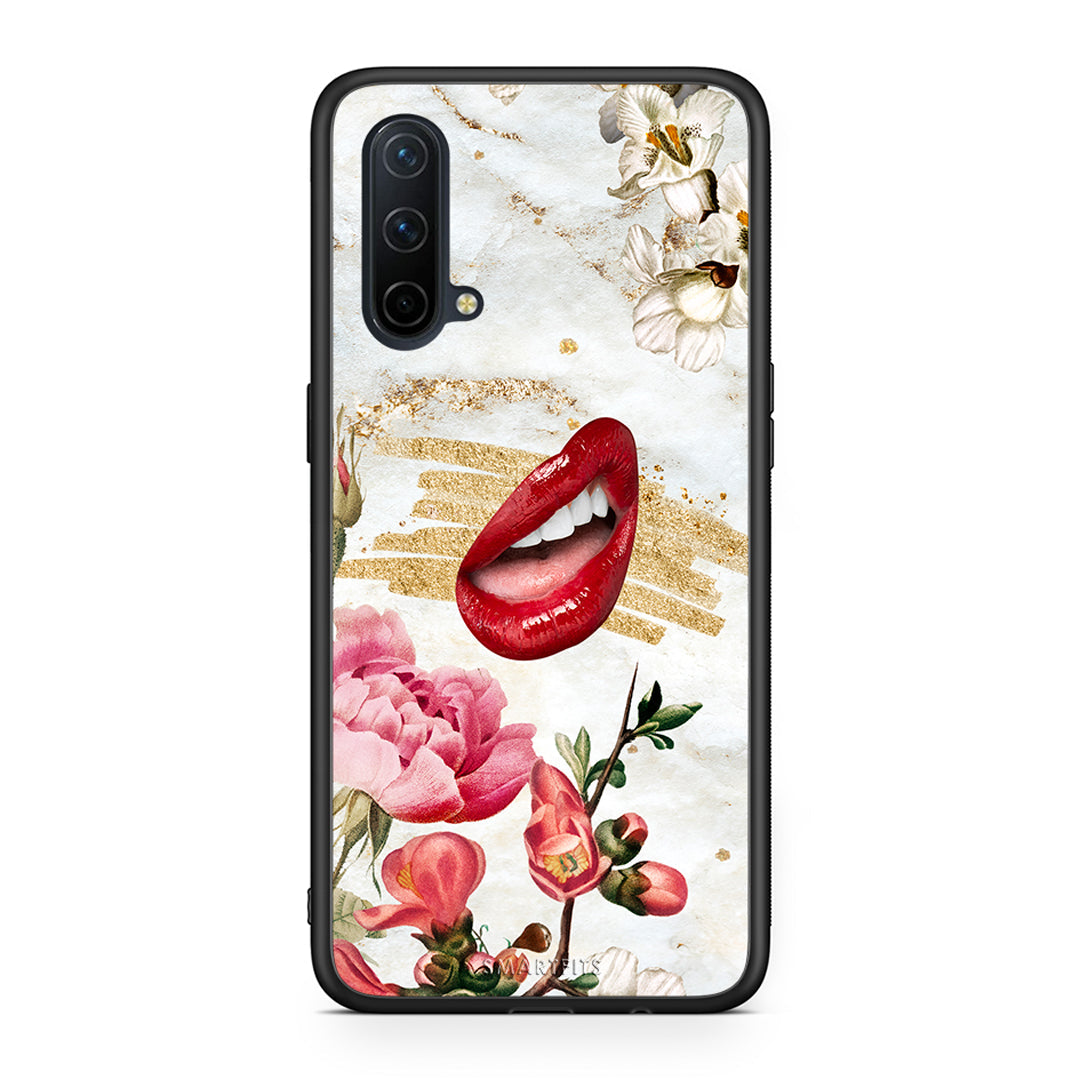 OnePlus Nord CE 5G Red Lips θήκη από τη Smartfits με σχέδιο στο πίσω μέρος και μαύρο περίβλημα | Smartphone case with colorful back and black bezels by Smartfits