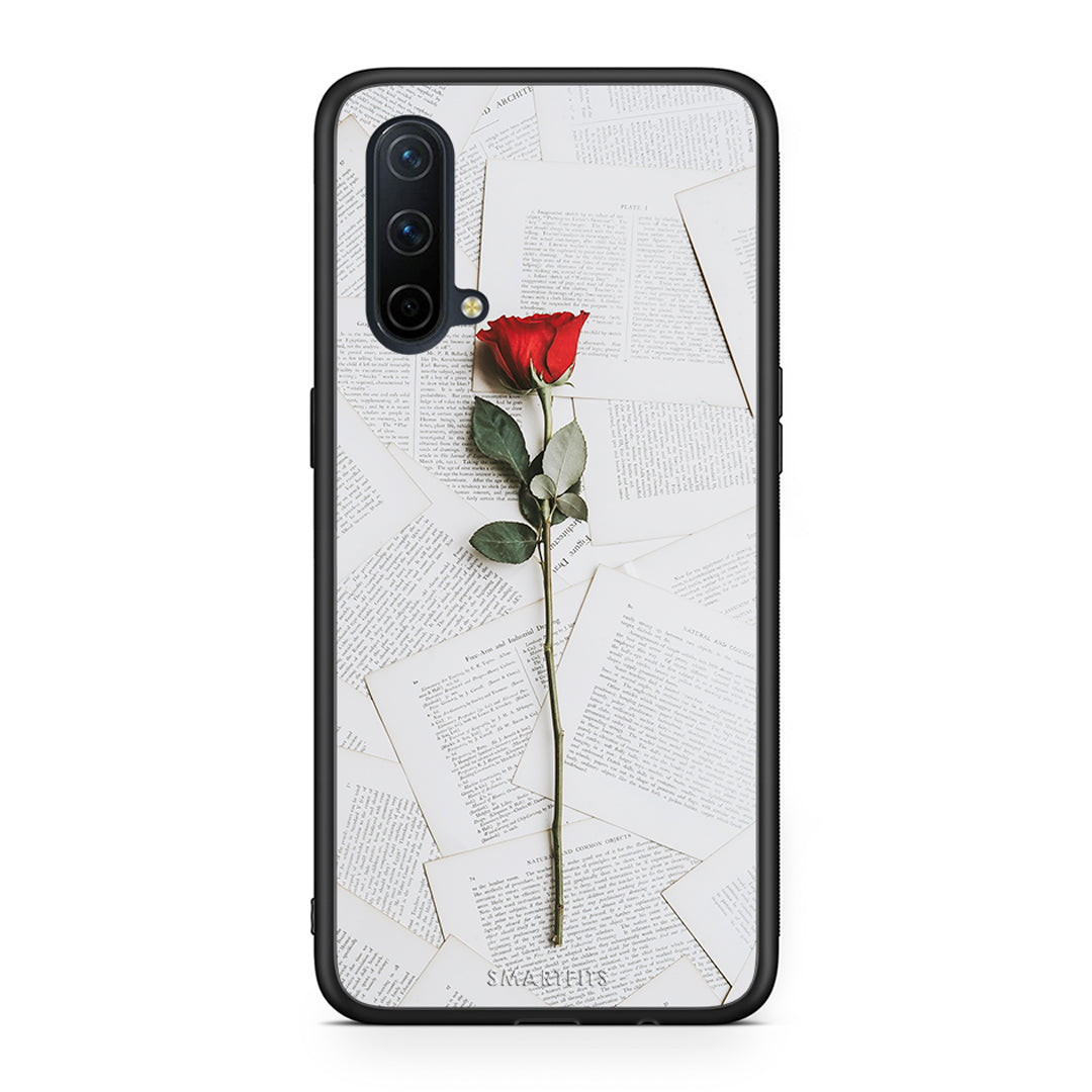 OnePlus Nord CE 5G Red Rose θήκη από τη Smartfits με σχέδιο στο πίσω μέρος και μαύρο περίβλημα | Smartphone case with colorful back and black bezels by Smartfits