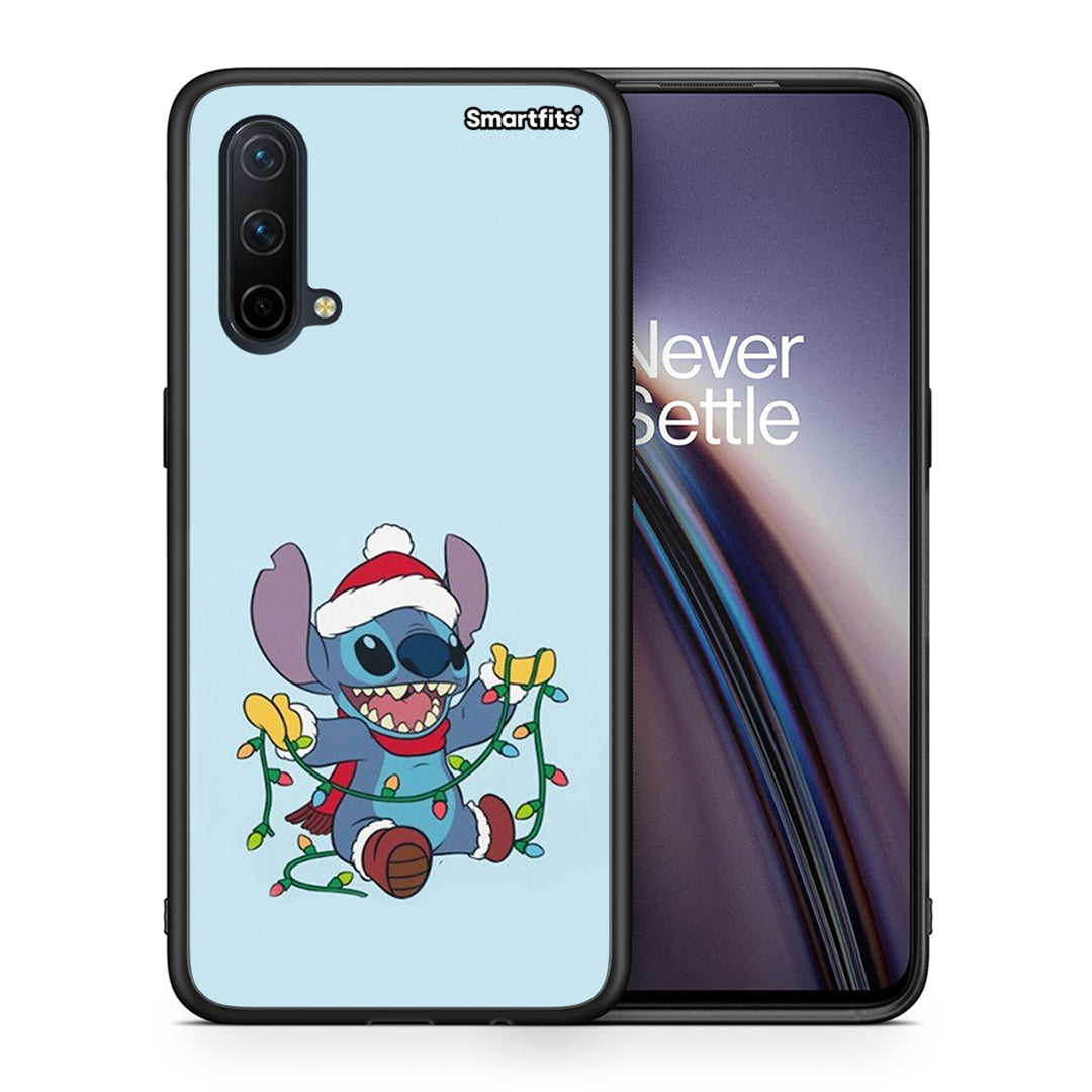 Θήκη OnePlus Nord CE 5G Santa Stich από τη Smartfits με σχέδιο στο πίσω μέρος και μαύρο περίβλημα | OnePlus Nord CE 5G Santa Stich case with colorful back and black bezels