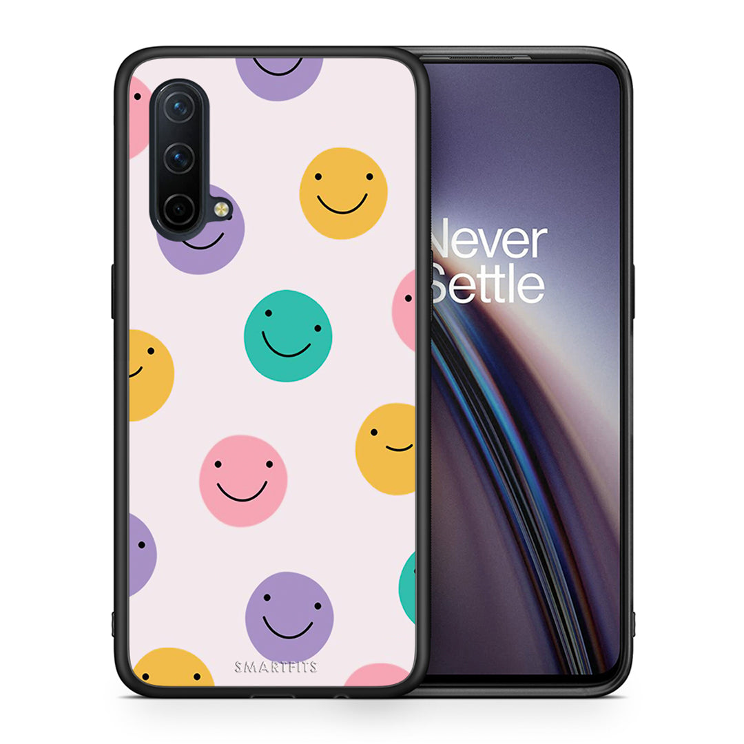 Θήκη OnePlus Nord CE 5G Smiley Faces από τη Smartfits με σχέδιο στο πίσω μέρος και μαύρο περίβλημα | OnePlus Nord CE 5G Smiley Faces case with colorful back and black bezels