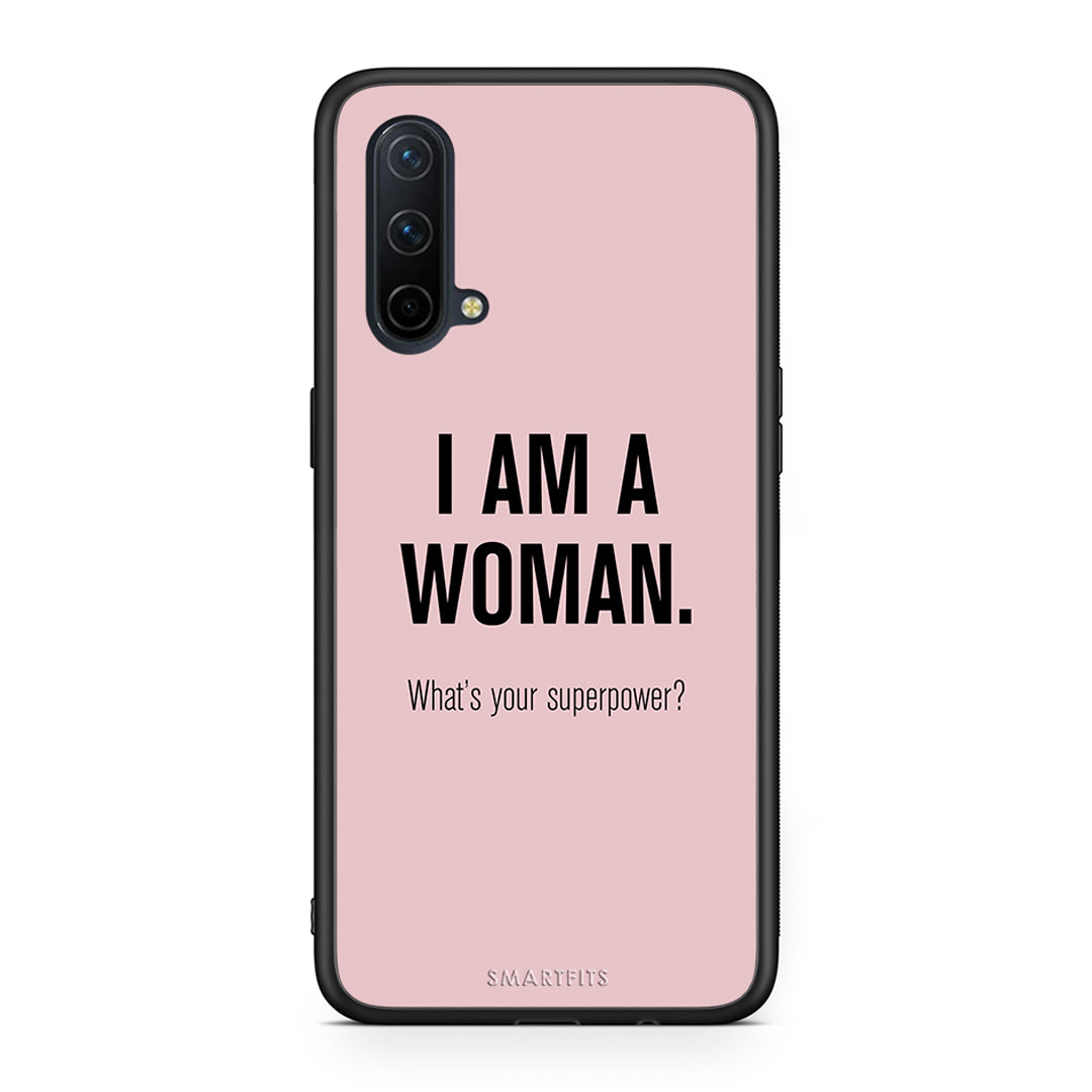 OnePlus Nord CE 5G Superpower Woman θήκη από τη Smartfits με σχέδιο στο πίσω μέρος και μαύρο περίβλημα | Smartphone case with colorful back and black bezels by Smartfits