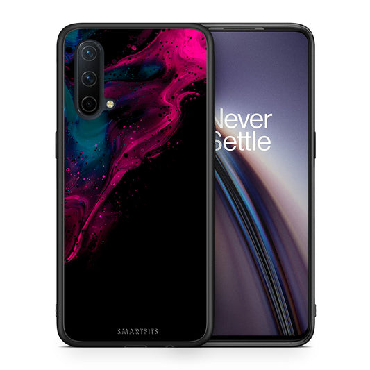 Θήκη OnePlus Nord CE 5G Pink Black Watercolor από τη Smartfits με σχέδιο στο πίσω μέρος και μαύρο περίβλημα | OnePlus Nord CE 5G Pink Black Watercolor case with colorful back and black bezels