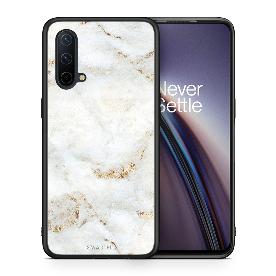 Θήκη OnePlus Nord CE 5G White Gold Marble από τη Smartfits με σχέδιο στο πίσω μέρος και μαύρο περίβλημα | OnePlus Nord CE 5G White Gold Marble case with colorful back and black bezels