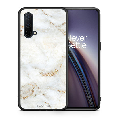 Θήκη OnePlus Nord CE 5G White Gold Marble από τη Smartfits με σχέδιο στο πίσω μέρος και μαύρο περίβλημα | OnePlus Nord CE 5G White Gold Marble case with colorful back and black bezels