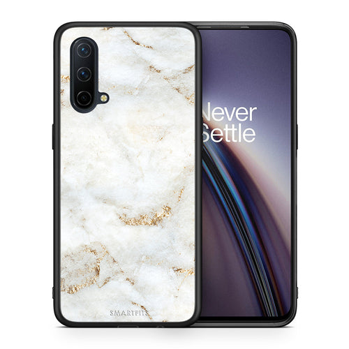 Θήκη OnePlus Nord CE 5G White Gold Marble από τη Smartfits με σχέδιο στο πίσω μέρος και μαύρο περίβλημα | OnePlus Nord CE 5G White Gold Marble case with colorful back and black bezels