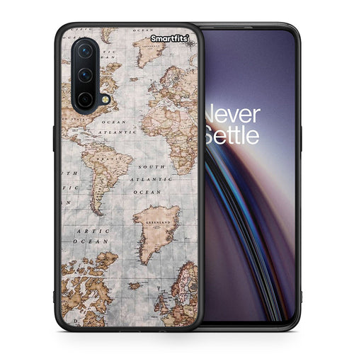 Θήκη OnePlus Nord CE 5G World Map από τη Smartfits με σχέδιο στο πίσω μέρος και μαύρο περίβλημα | OnePlus Nord CE 5G World Map case with colorful back and black bezels