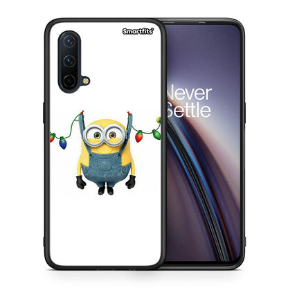 Θήκη OnePlus Nord CE 5G Xmas Minion Lights από τη Smartfits με σχέδιο στο πίσω μέρος και μαύρο περίβλημα | OnePlus Nord CE 5G Xmas Minion Lights case with colorful back and black bezels