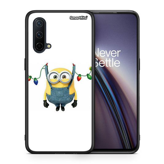 Θήκη OnePlus Nord CE 5G Xmas Minion Lights από τη Smartfits με σχέδιο στο πίσω μέρος και μαύρο περίβλημα | OnePlus Nord CE 5G Xmas Minion Lights case with colorful back and black bezels