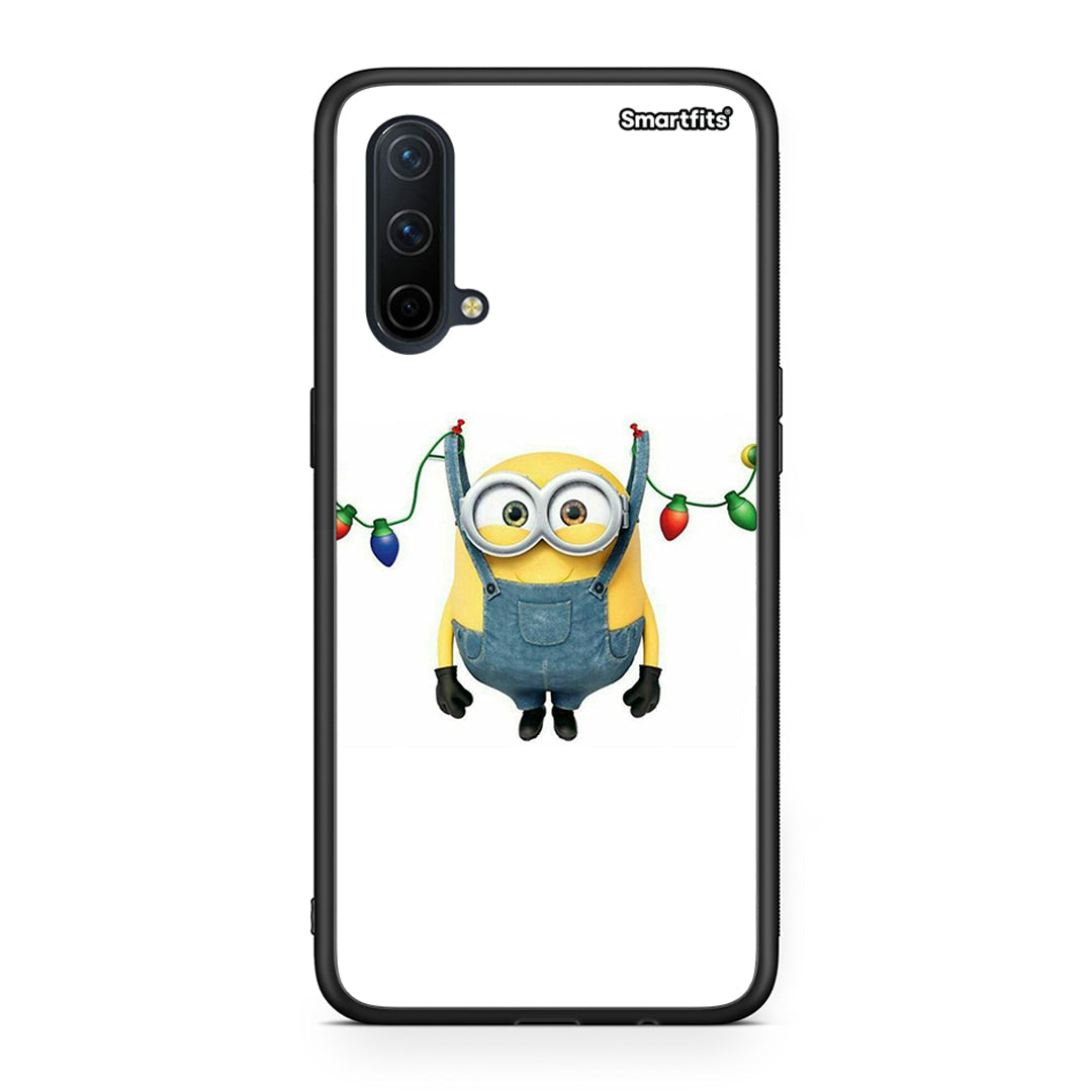 OnePlus Nord CE 5G Xmas Minion Lights θήκη από τη Smartfits με σχέδιο στο πίσω μέρος και μαύρο περίβλημα | Smartphone case with colorful back and black bezels by Smartfits