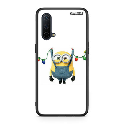 OnePlus Nord CE 5G Xmas Minion Lights θήκη από τη Smartfits με σχέδιο στο πίσω μέρος και μαύρο περίβλημα | Smartphone case with colorful back and black bezels by Smartfits
