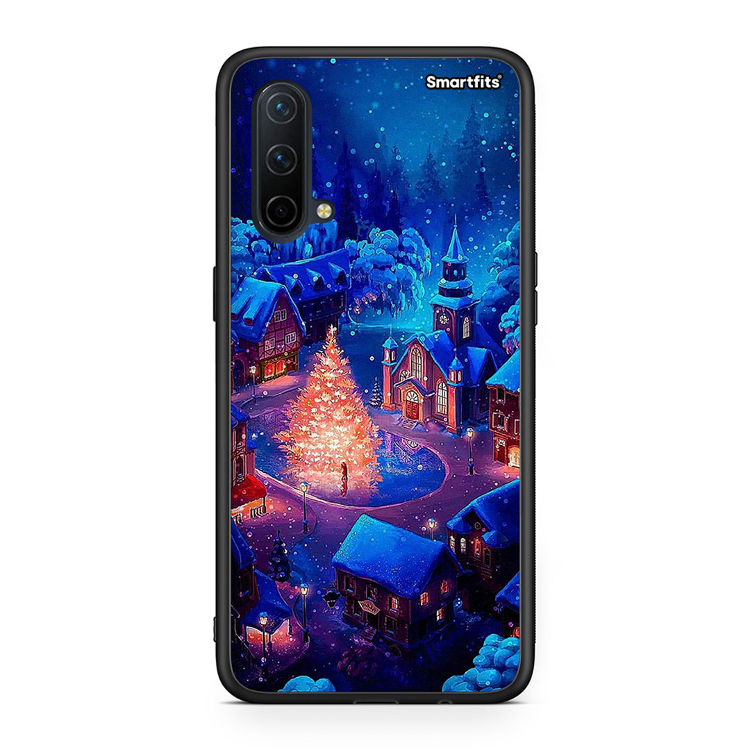 OnePlus Nord CE 5G Xmas Village θήκη από τη Smartfits με σχέδιο στο πίσω μέρος και μαύρο περίβλημα | Smartphone case with colorful back and black bezels by Smartfits