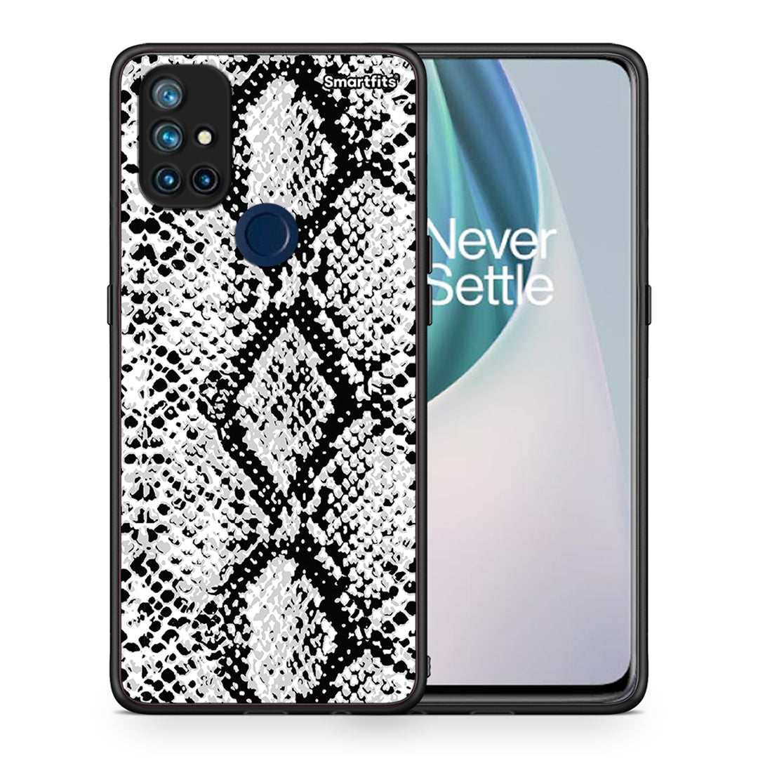 Θήκη OnePlus Nord N10 5G White Snake Animal από τη Smartfits με σχέδιο στο πίσω μέρος και μαύρο περίβλημα | OnePlus Nord N10 5G White Snake Animal case with colorful back and black bezels