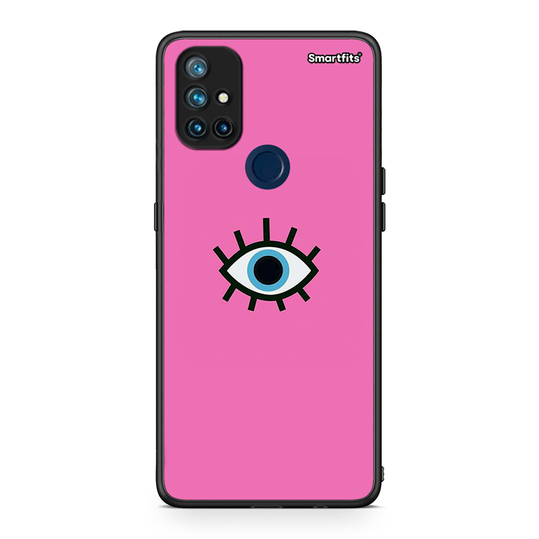 OnePlus Nord N10 5G Blue Eye Pink θήκη από τη Smartfits με σχέδιο στο πίσω μέρος και μαύρο περίβλημα | Smartphone case with colorful back and black bezels by Smartfits