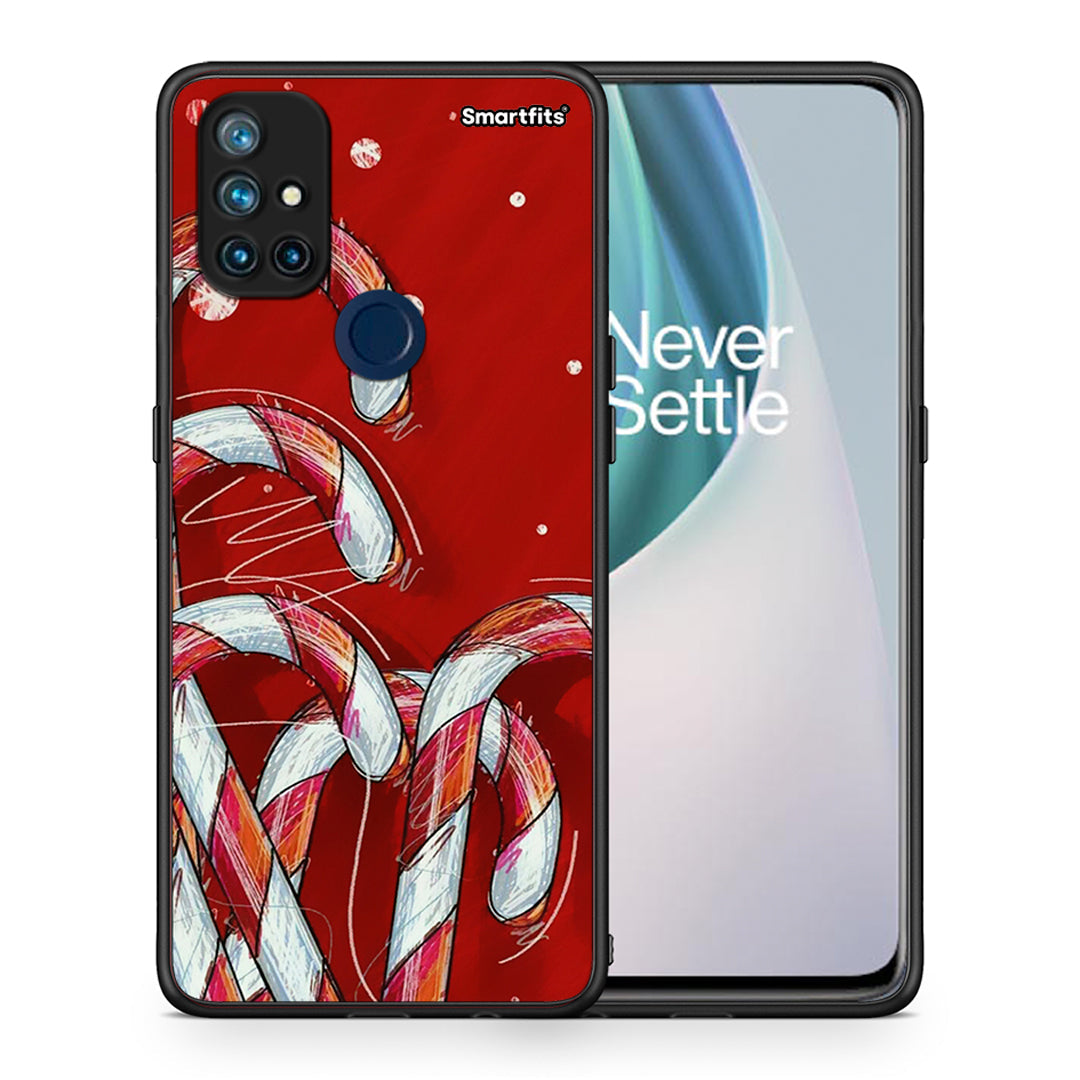 Θήκη OnePlus Nord N10 5G Candy Cane από τη Smartfits με σχέδιο στο πίσω μέρος και μαύρο περίβλημα | OnePlus Nord N10 5G Candy Cane case with colorful back and black bezels