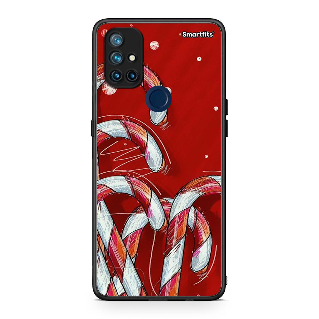 OnePlus Nord N10 5G Candy Cane θήκη από τη Smartfits με σχέδιο στο πίσω μέρος και μαύρο περίβλημα | Smartphone case with colorful back and black bezels by Smartfits