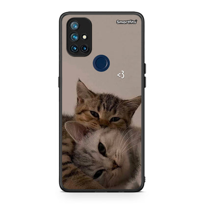 OnePlus Nord N10 5G Cats In Love Θήκη από τη Smartfits με σχέδιο στο πίσω μέρος και μαύρο περίβλημα | Smartphone case with colorful back and black bezels by Smartfits
