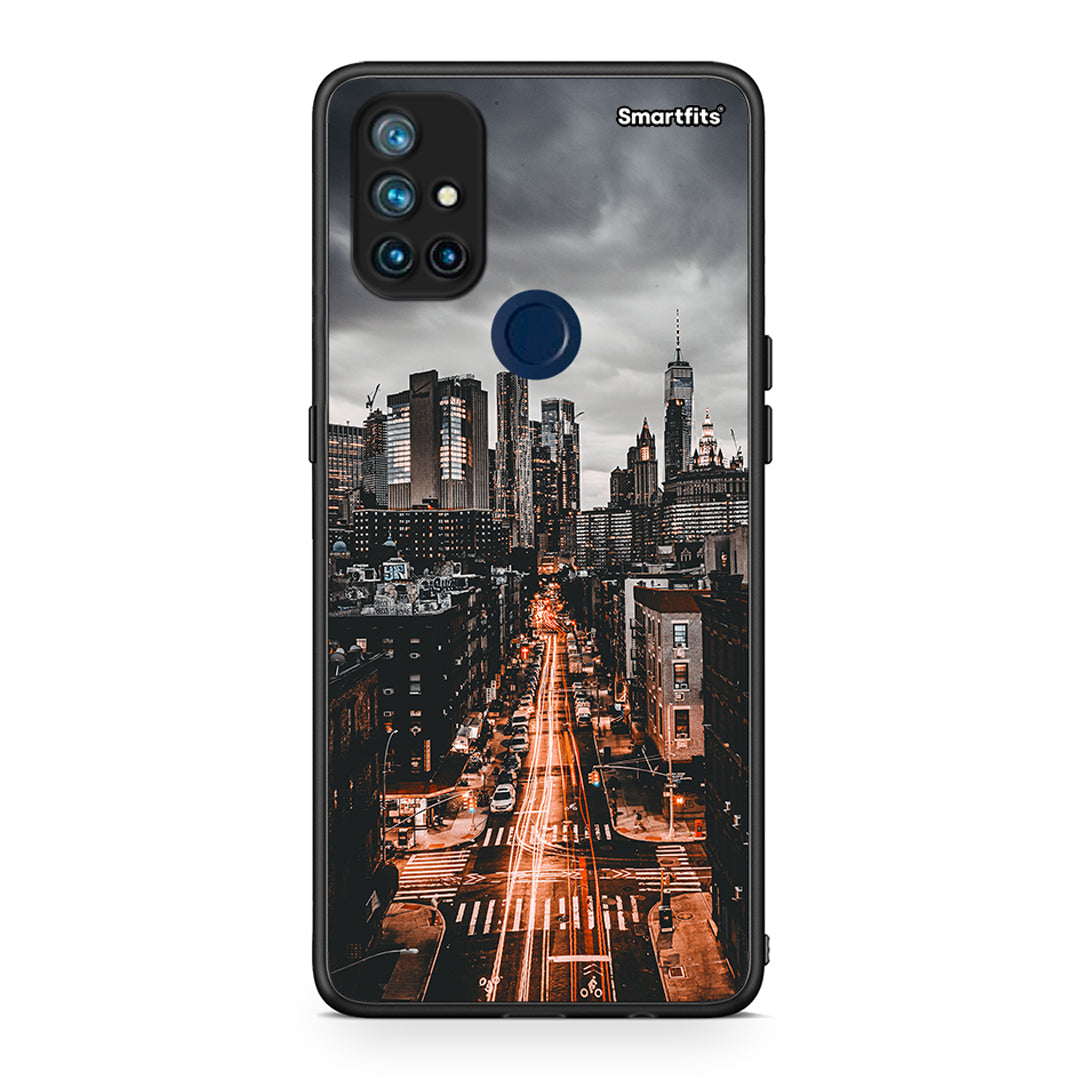 OnePlus Nord N10 5G City Lights θήκη από τη Smartfits με σχέδιο στο πίσω μέρος και μαύρο περίβλημα | Smartphone case with colorful back and black bezels by Smartfits