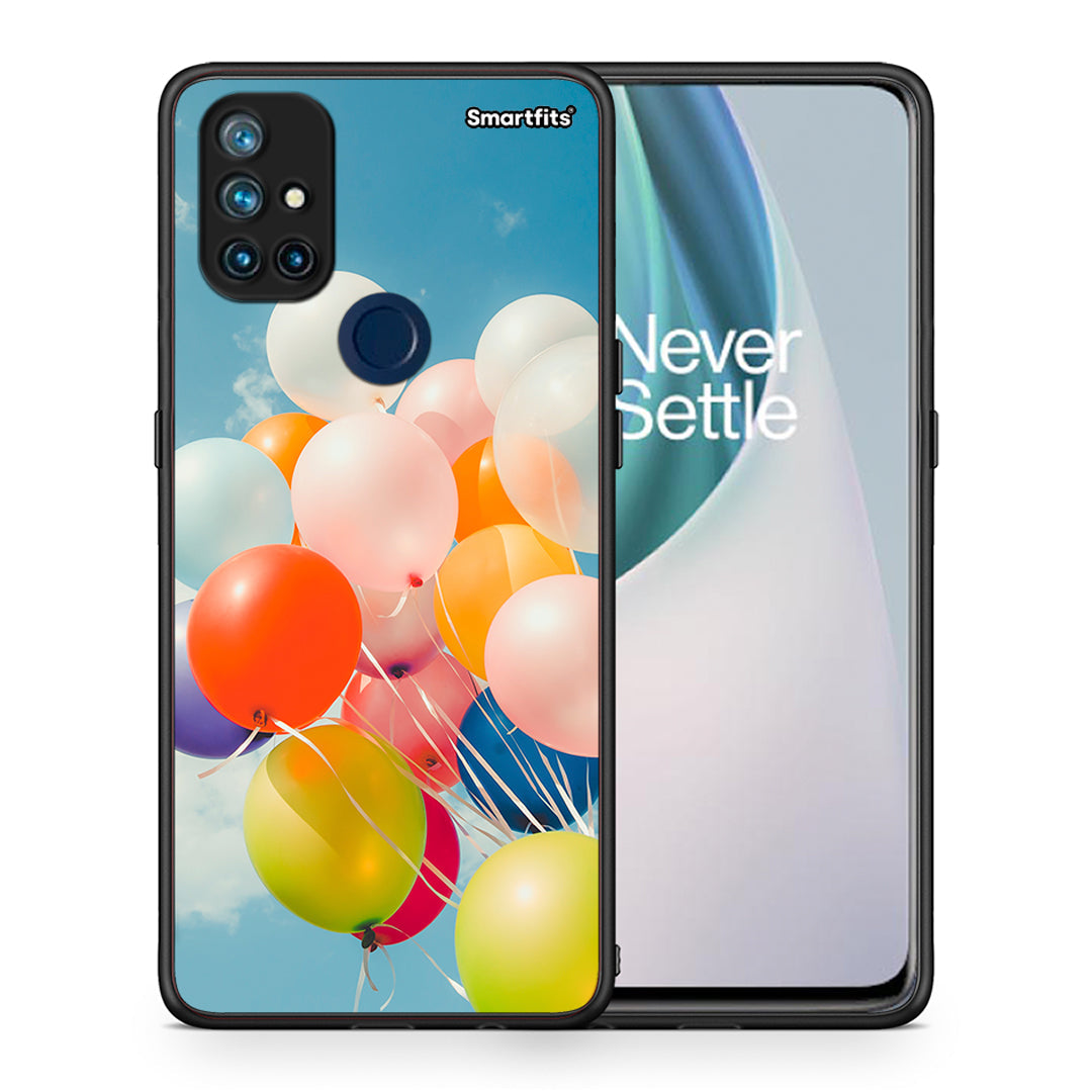 Θήκη OnePlus Nord N10 5G Colorful Balloons από τη Smartfits με σχέδιο στο πίσω μέρος και μαύρο περίβλημα | OnePlus Nord N10 5G Colorful Balloons case with colorful back and black bezels