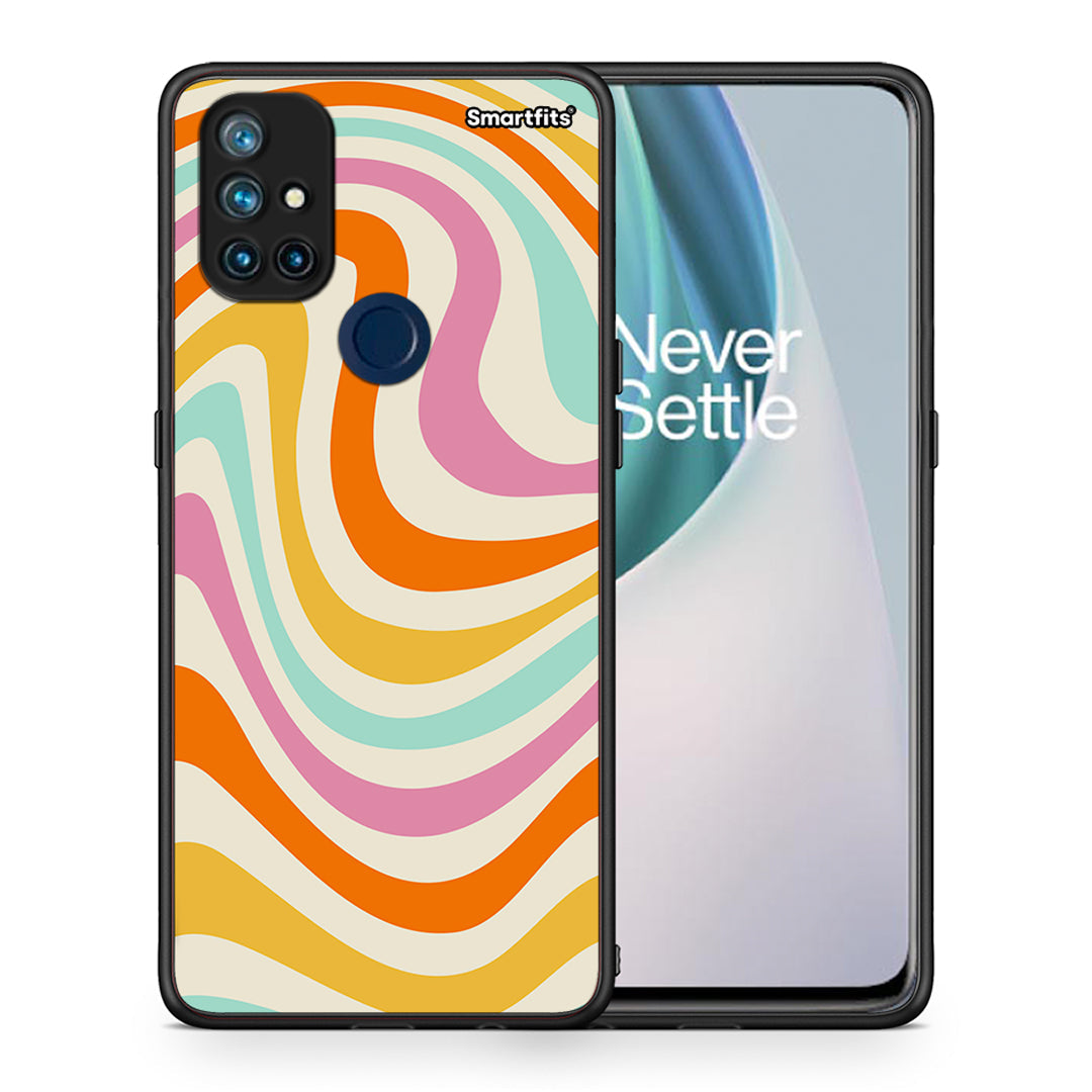 Θήκη OnePlus Nord N10 5G Colourful Waves από τη Smartfits με σχέδιο στο πίσω μέρος και μαύρο περίβλημα | OnePlus Nord N10 5G Colourful Waves case with colorful back and black bezels