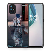 Thumbnail for Θήκη OnePlus Nord N10 5G Tiger Cute από τη Smartfits με σχέδιο στο πίσω μέρος και μαύρο περίβλημα | OnePlus Nord N10 5G Tiger Cute case with colorful back and black bezels