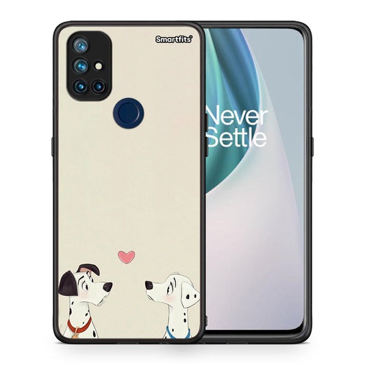 Θήκη OnePlus Nord N10 5G Dalmatians Love από τη Smartfits με σχέδιο στο πίσω μέρος και μαύρο περίβλημα | OnePlus Nord N10 5G Dalmatians Love case with colorful back and black bezels