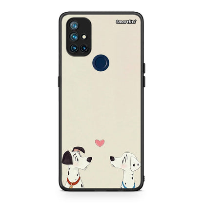 OnePlus Nord N10 5G Dalmatians Love θήκη από τη Smartfits με σχέδιο στο πίσω μέρος και μαύρο περίβλημα | Smartphone case with colorful back and black bezels by Smartfits