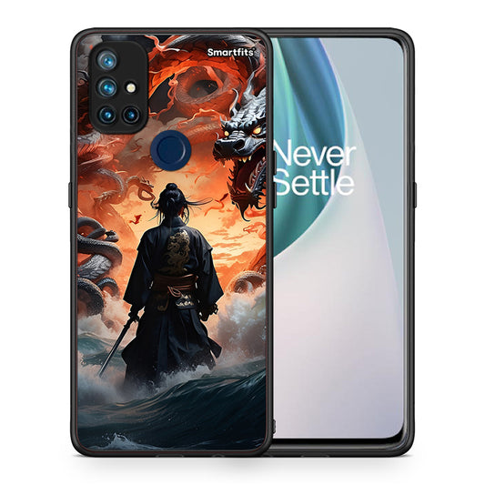 Θήκη OnePlus Nord N10 5G Dragons Fight από τη Smartfits με σχέδιο στο πίσω μέρος και μαύρο περίβλημα | OnePlus Nord N10 5G Dragons Fight case with colorful back and black bezels