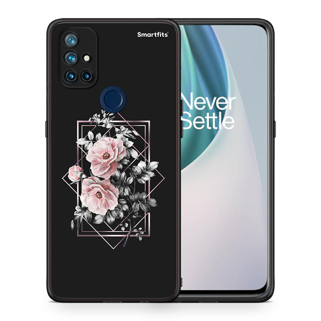 Θήκη OnePlus Nord N10 5G Frame Flower από τη Smartfits με σχέδιο στο πίσω μέρος και μαύρο περίβλημα | OnePlus Nord N10 5G Frame Flower case with colorful back and black bezels