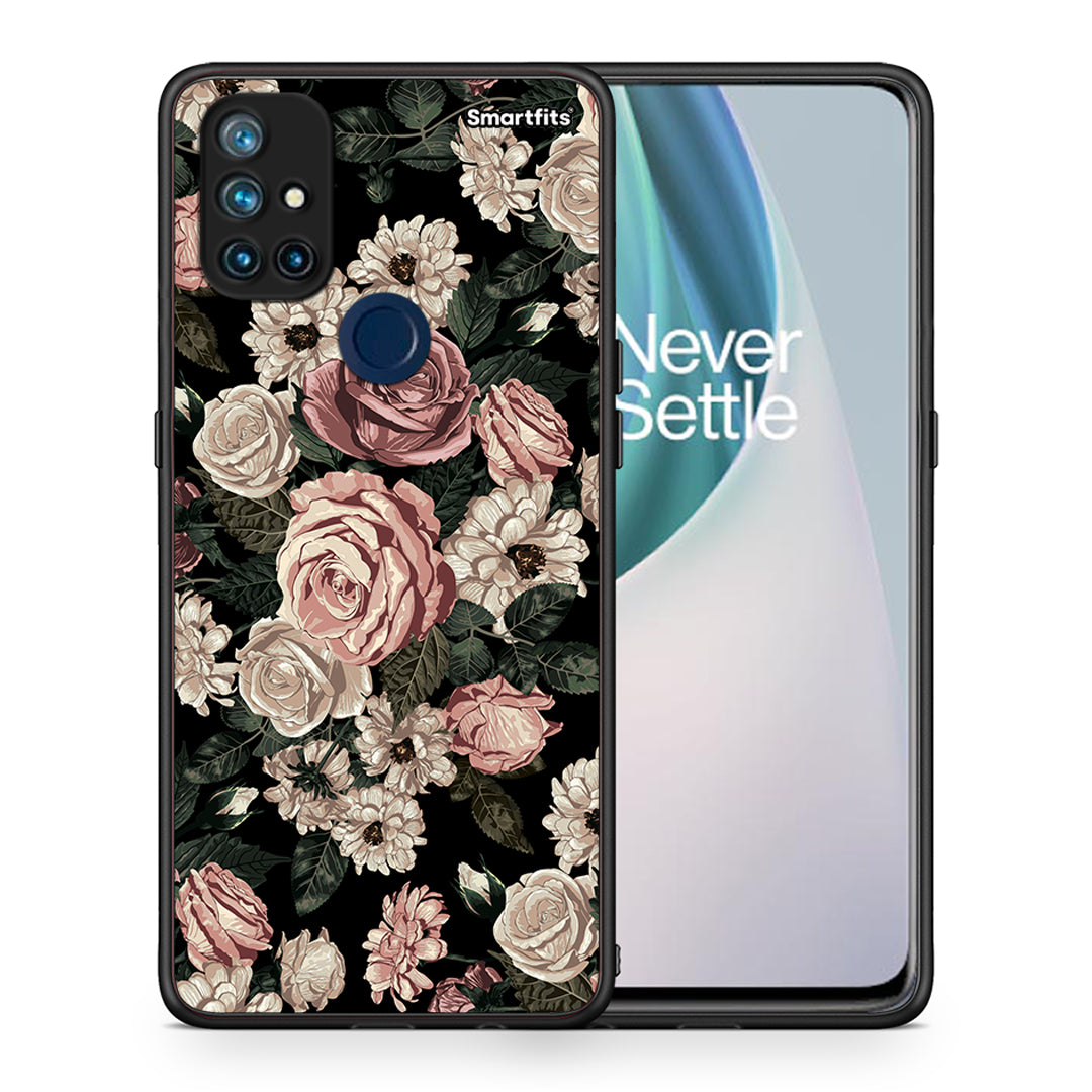Θήκη OnePlus Nord N10 5G Wild Roses Flower από τη Smartfits με σχέδιο στο πίσω μέρος και μαύρο περίβλημα | OnePlus Nord N10 5G Wild Roses Flower case with colorful back and black bezels
