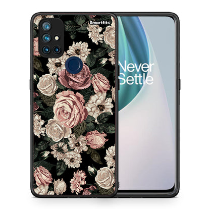 Θήκη OnePlus Nord N10 5G Wild Roses Flower από τη Smartfits με σχέδιο στο πίσω μέρος και μαύρο περίβλημα | OnePlus Nord N10 5G Wild Roses Flower case with colorful back and black bezels