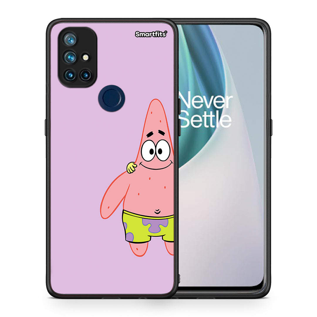 Θήκη OnePlus Nord N10 5G Friends Patrick από τη Smartfits με σχέδιο στο πίσω μέρος και μαύρο περίβλημα | OnePlus Nord N10 5G Friends Patrick case with colorful back and black bezels