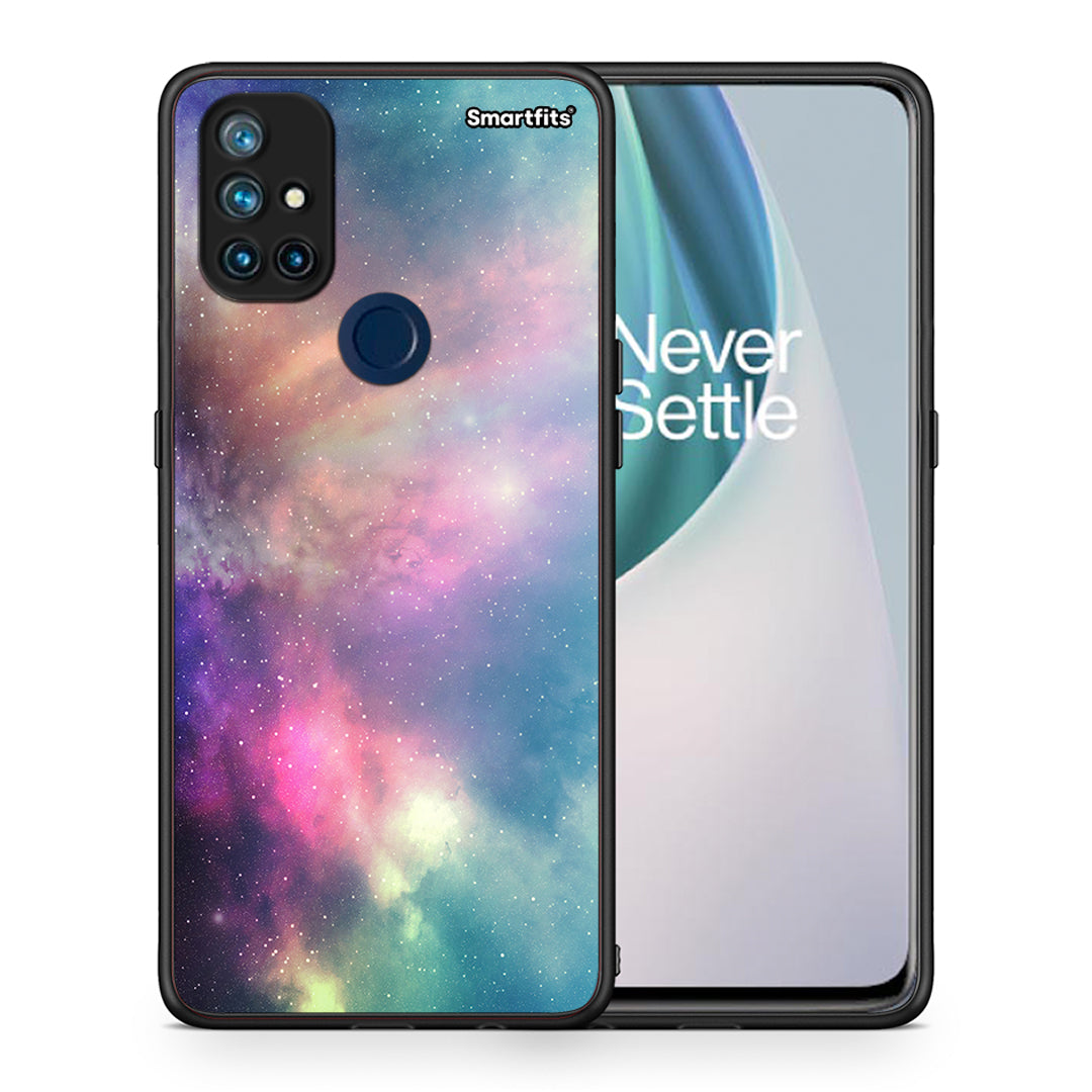 Θήκη OnePlus Nord N10 5G Rainbow Galaxy από τη Smartfits με σχέδιο στο πίσω μέρος και μαύρο περίβλημα | OnePlus Nord N10 5G Rainbow Galaxy case with colorful back and black bezels