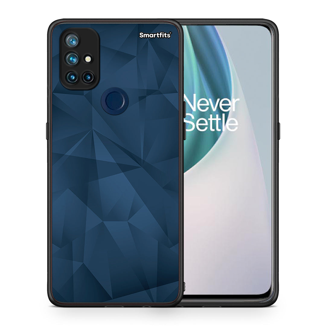 Θήκη OnePlus Nord N10 5G Blue Abstract Geometric από τη Smartfits με σχέδιο στο πίσω μέρος και μαύρο περίβλημα | OnePlus Nord N10 5G Blue Abstract Geometric case with colorful back and black bezels