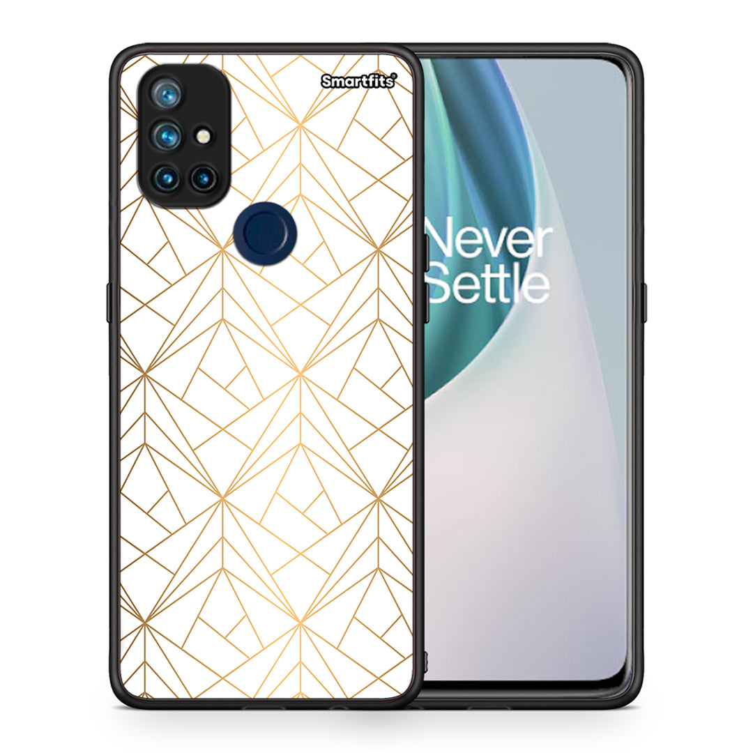 Θήκη OnePlus Nord N10 5G Luxury White Geometric από τη Smartfits με σχέδιο στο πίσω μέρος και μαύρο περίβλημα | OnePlus Nord N10 5G Luxury White Geometric case with colorful back and black bezels