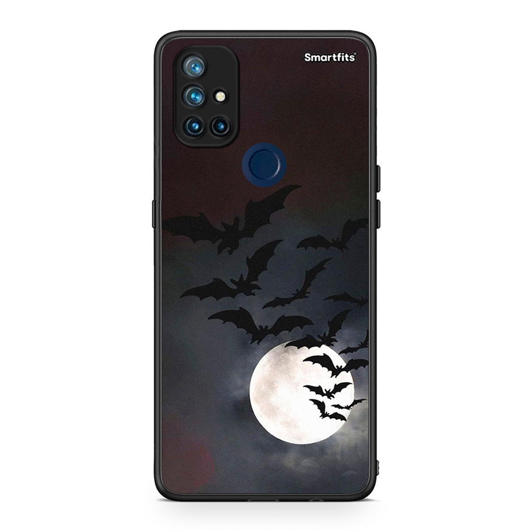 OnePlus Nord N10 5G Halloween Bat Night Θήκη από τη Smartfits με σχέδιο στο πίσω μέρος και μαύρο περίβλημα | Smartphone case with colorful back and black bezels by Smartfits