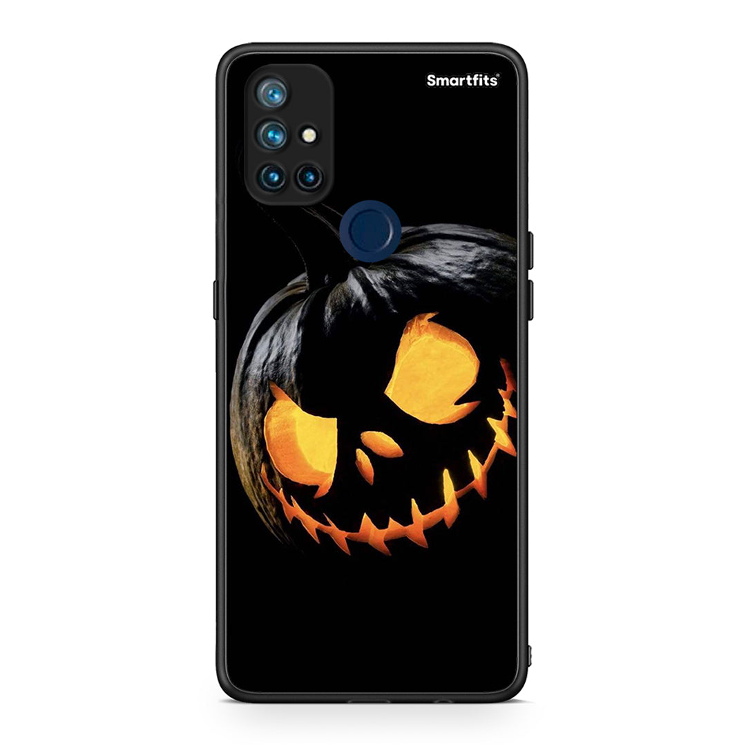 OnePlus Nord N10 5G Halloween Scary Pumpkin Θήκη από τη Smartfits με σχέδιο στο πίσω μέρος και μαύρο περίβλημα | Smartphone case with colorful back and black bezels by Smartfits