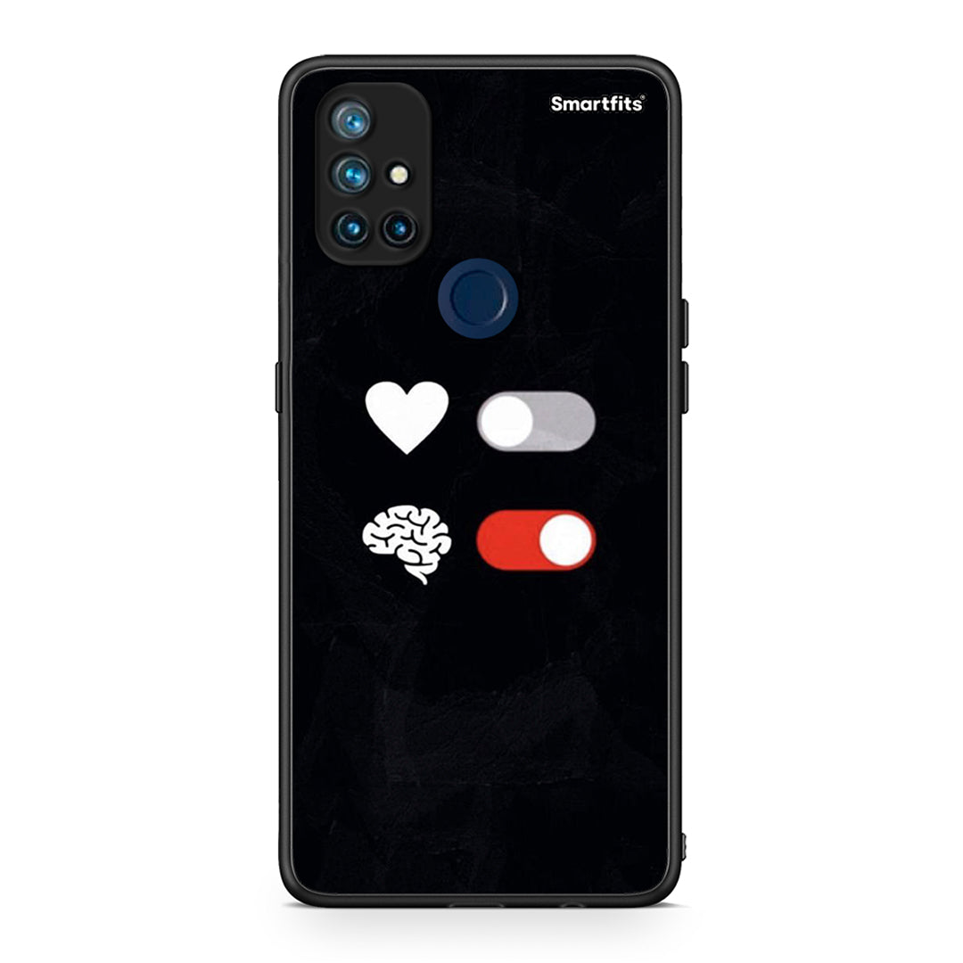 OnePlus Nord N10 5G Heart Vs Brain Θήκη Αγίου Βαλεντίνου από τη Smartfits με σχέδιο στο πίσω μέρος και μαύρο περίβλημα | Smartphone case with colorful back and black bezels by Smartfits